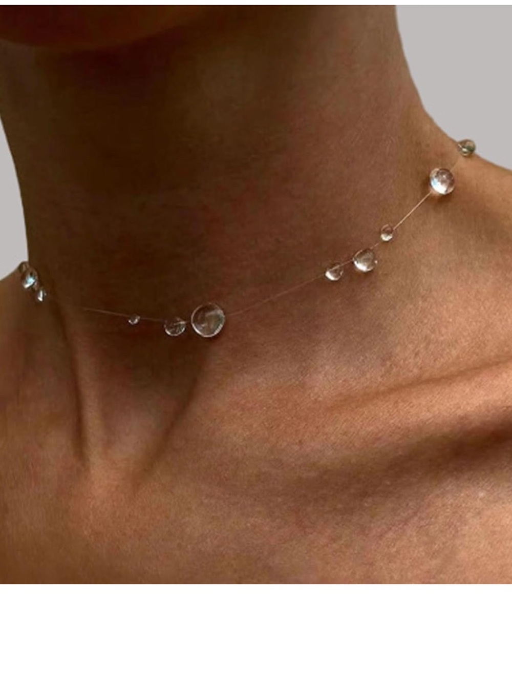 Delicate Clear Bead Illusion Choker Necklace - Women Jewelry